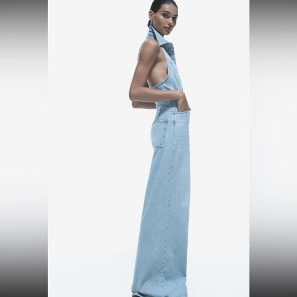 Zara Halter Neck Denim Jumpsuit - Picture 4 of 6